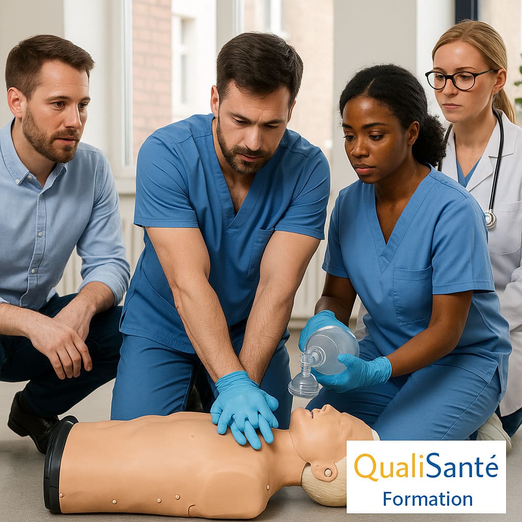 Simulation d'urgence vitale lors d'une formation QualiSanté