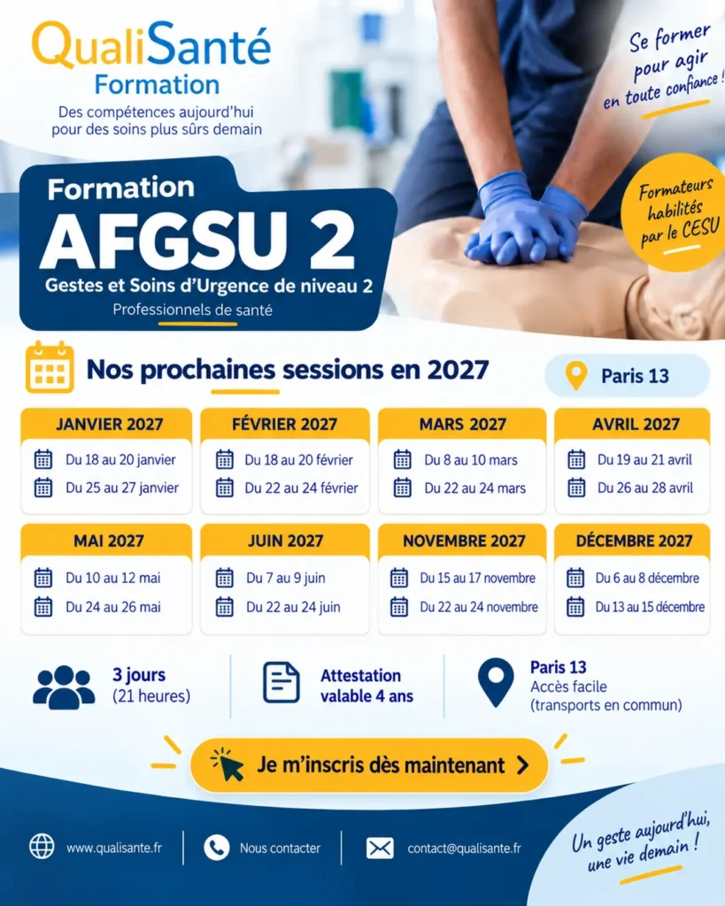 Prochaines dates AFGSU 2 à Paris et Île-de-France – Sessions 2026