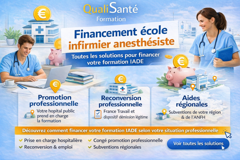 Financement école IADE : promotion professionnelle, reconversion France Travail et aides régionales