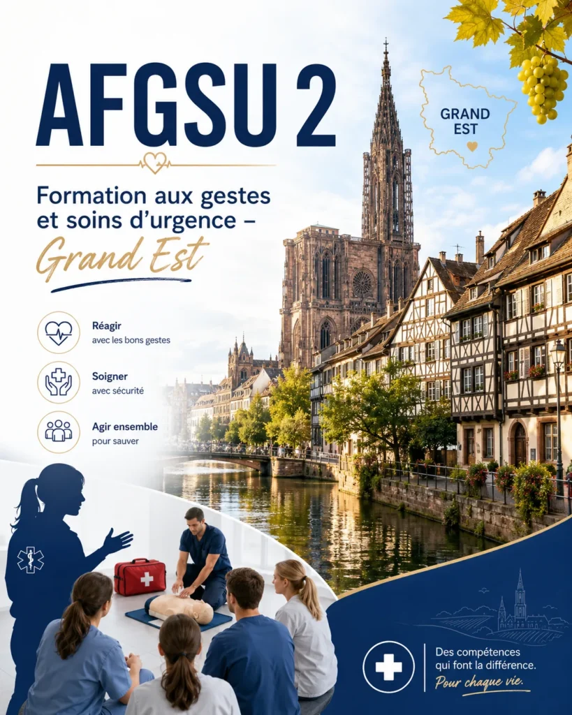 Formation intra-établissement AFGSU 2 Grand Est : formateurs CESU dans vos locaux, visuel QualiSanté